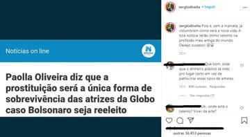 Print da falsa publicação - Divulgação/Instagram