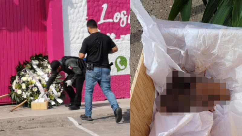 Fotografias mostrando os objetos deixados na frente do local - Divulgação/ Polícia da Cidade do México