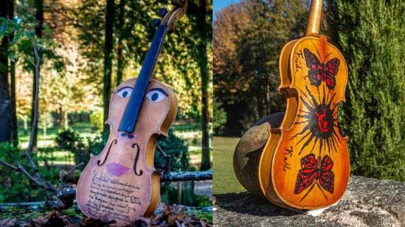 Violino pintado por Frida Kahlo para Trótski - Divulgação/ Javier Gallego