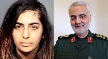 Nika Nikoubin e o general Qasem Soleimani - Divulgação/ Arquivo Pessoal e Wikimedia Commons