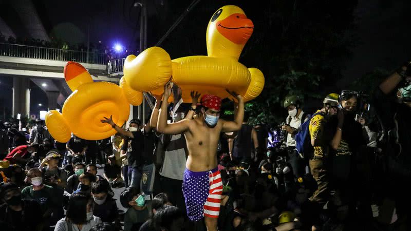 Protesto pró-democracia na Tailândia - Getty Images