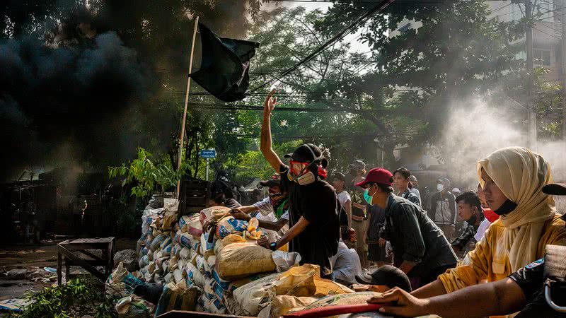 Protestos antigolpe em Mianmar - Getty Images