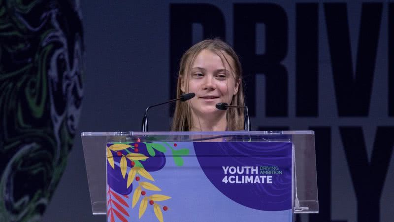 Greta Thunberg no evento - Getty Images