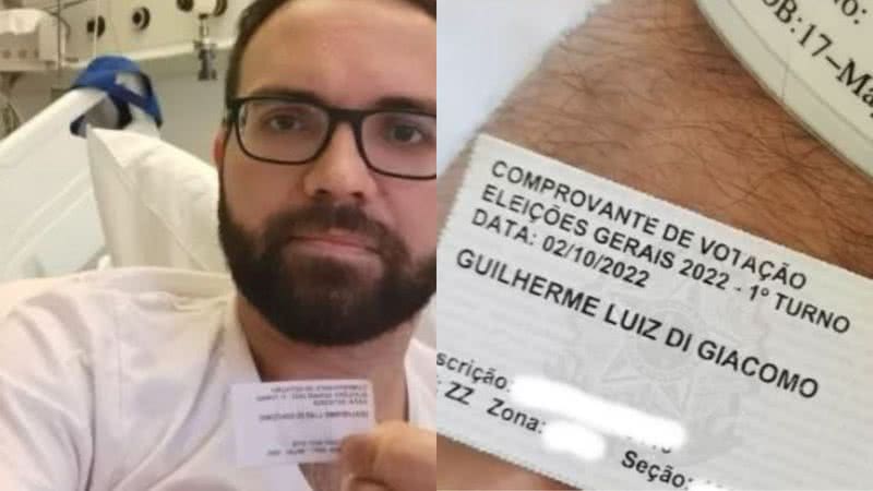 Á esquerda Guilherme e à direita seu comprovante de votação - Divulgação / Arquivo pessoal