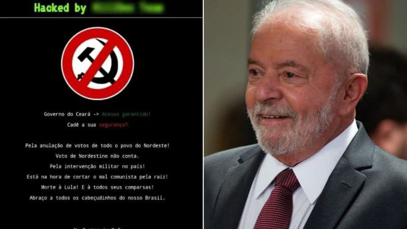 Ataque hacker e foto de Lula - Reprodução e Getty Images