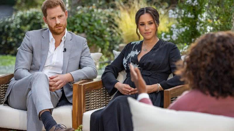 Harry e Meghan em entrevista com Oprah - Divulgação/NBC News