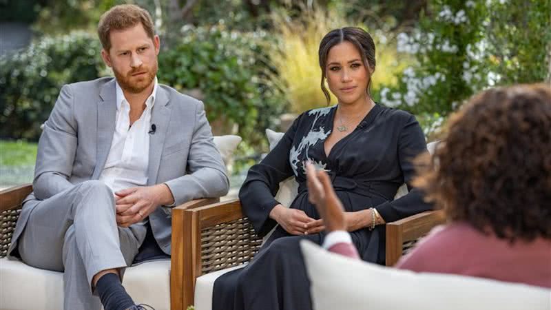 Harry e Meghan em entrevista com Oprah - Divulgação/NBC News