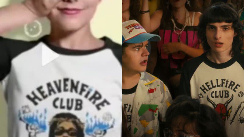 Personagens de Stranger Things usam camiseta do Hellfire Club - Divulgação / Redes sociais e Divulgação/Netflix