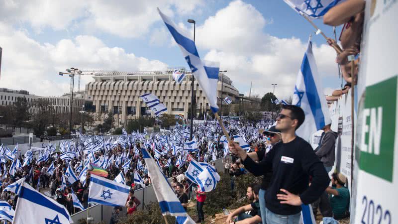 Protestos em Israel em 27 de março - Getty Images