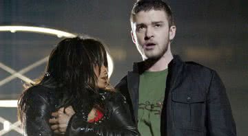 Janet Jackson e Justin Timberlake na polêmica apresentação do Super Bowl em 2004 - Getty Images