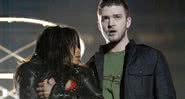 Janet Jackson e Justin Timberlake na polêmica apresentação do Super Bowl em 2004 - Getty Images