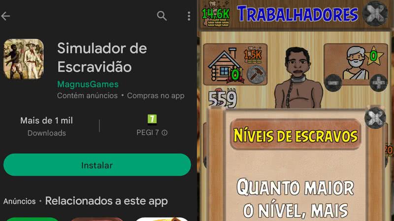 Registro do jogo 'Simulador de Escravidão' - Reprodução