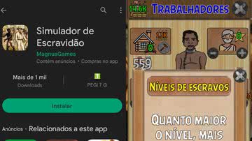 Registro do jogo 'Simulador de Escravidão' - Reprodução