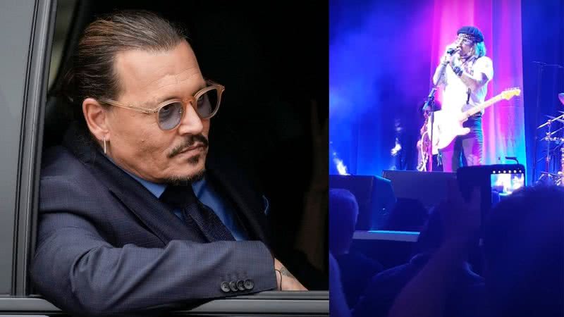 Montagem mostrando fotografia de Johnny Depp à esquerda e trecho da apresentação musical à direita - Getty Images/ Divulgação/ Youtube/ SONIC.SPIRIT.SOUNDS