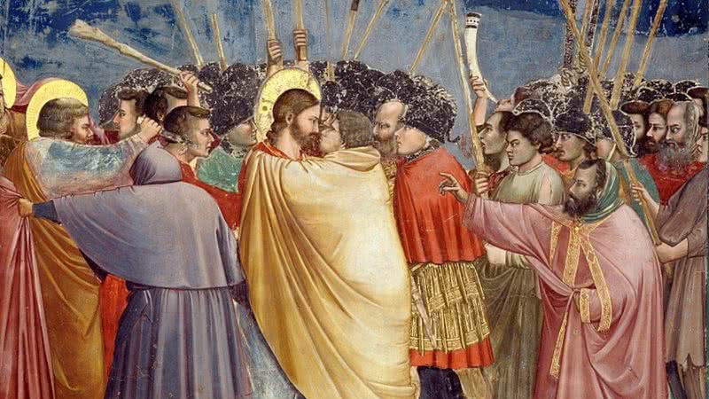 'O beijo de Judas' (entre 1304 e 1306) por Giotto di Bondone - Domínio Público