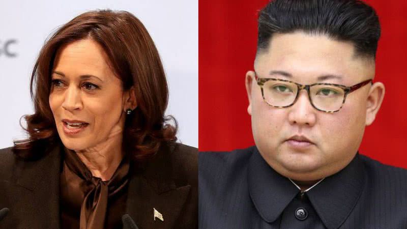 Montagem mostrando Kamala Harris e Kim Jong-un - Getty Images