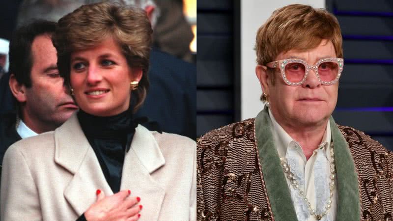 Lady Di (esq.) e Elton John (dir.) em montagem - Getty Images