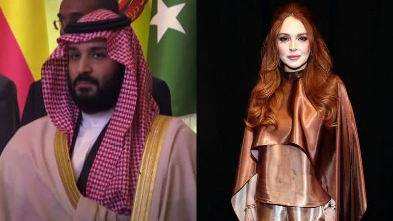 O ditador saudita Mohamed bin Salma e a atriz Lindsay Lohan - Reprodução/Vídeo e Getty Images