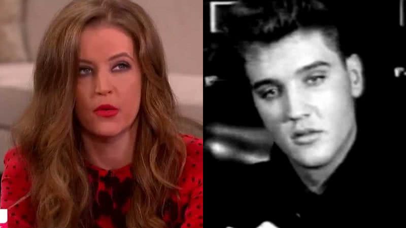 Lisa Marie Presley (à esqu.) e Elvis Presley (à esqu.) - Reprodução/Vídeo