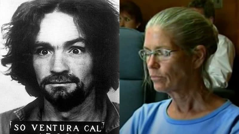 Charles Manson e Leslie Van Houten em julgamento - Divulgação/Youtube/Inside Edition / California Department of Corrections and Rehabilitation via Wikimedia Commons