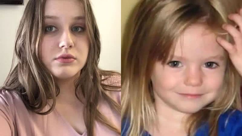 A jovem Julia e uma imagem de Madeleine McCann - Reprodução/Redes Sociais