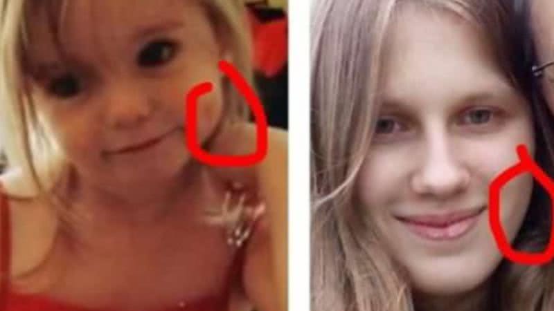 Madeleine McCann (à esqu.) e a mulher que afirma ser ela (à dir.) - Reprodução/Instagram