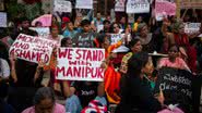 Imagem das manifestações em Manipur, Índia - Getty Images