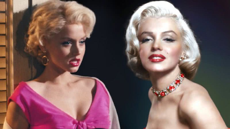 Montagem contendo Marilyn Monroe e Ana de Armas caracterizada - Divulgação / Netflix / Kimblim