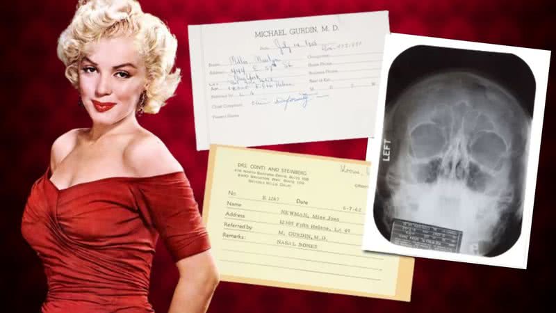 Montagem de Marilyn Monroe com documentos médicos - Divulgação / Klimbim / Julien's