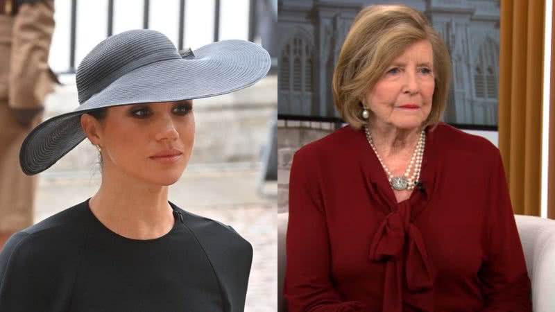 Meghan Markle (esq.) e Lady Glenconner (dir.) - Getty Images e Reprodução / Vídeo / Youtube / CBS Mornings