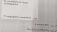 Imagem de mensagens trocadas entre golpista e lanchonete - Divulgação / Polícia Civil de Goiás