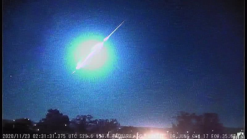 Meteoro explodiu em fronteira do RS com Uruguai - Crédito: Divulgação/Observatório Espacial Heller & Jung