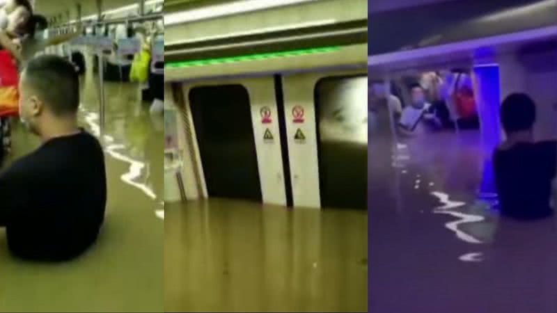 Metrôs alagados na China - Divulgação / CCTV