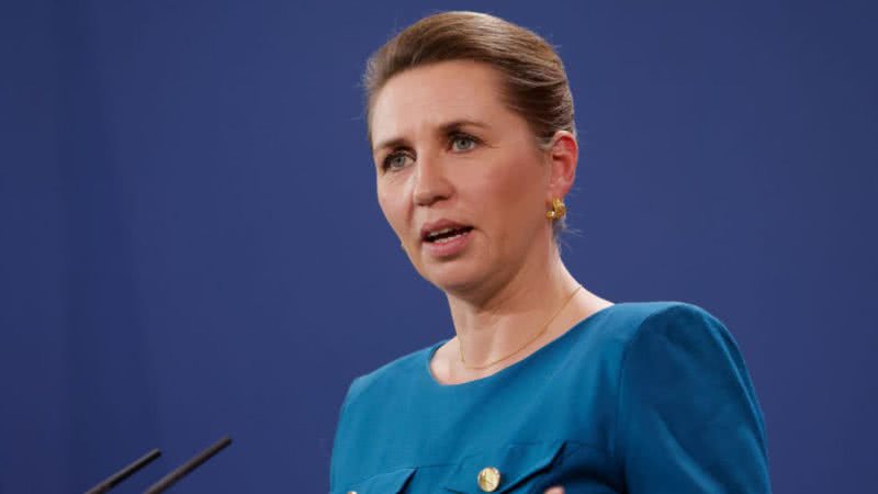 Mette Frederiksen em conferência de 2022 - Getty Images