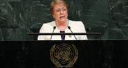 Comissária de Direitos Humanos da ONU, Michelle Bachelet, durante pronunciamento em 2017 - Getty Images