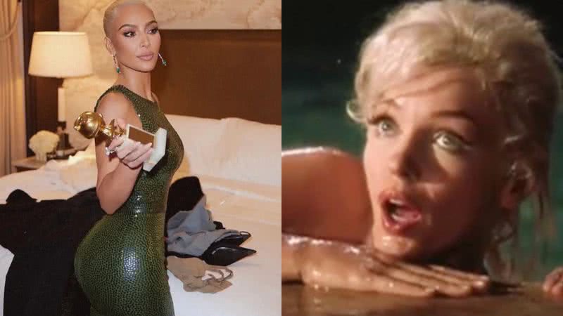 Kim Kardashian (à esqu.) e Marilyn Monroe (à dir.) - Divulgação/Instagram e Divulgação/Vídeo