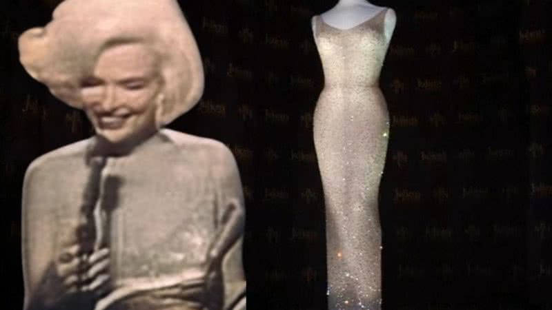 Registros colorizados de Monroe em montagem com o vestido - Divulgação/Vídeo/Youtube/DW