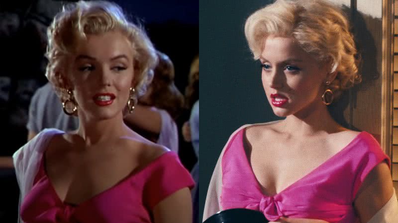 Montagem mostra Ana De Armas interpretando Marilyn Monroe - Reprodução/Vídeo/YouTube e Netflix