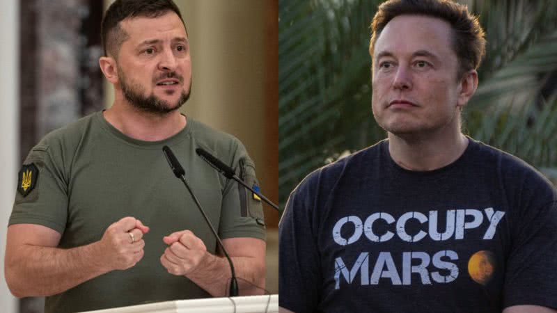 Zelensky (à esqu.) e Musk (à dir.) - Getty Images