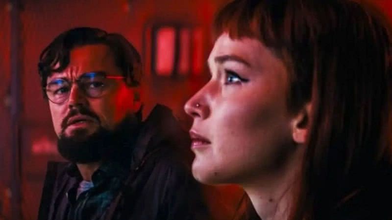 Leonardo DiCaprio e Jennifer Lawrence em "Não Olhe para Cima" (2021) - Divulgação/Netflix