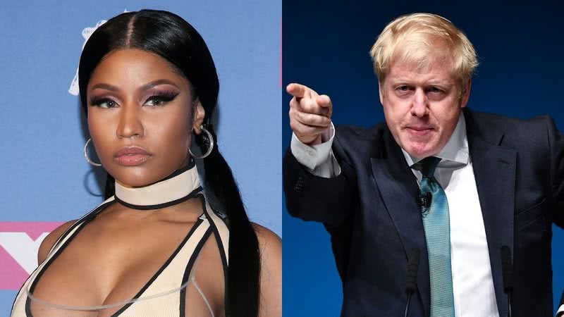 Montagem com fotografia de Boris Johnson e Nicki Minaj - Getty Images