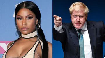 Montagem com fotografia de Boris Johnson e Nicki Minaj - Getty Images