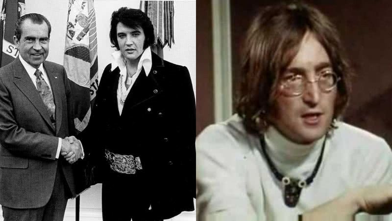 Richard Nixon e Elvis Presley, e John Lennon, respectivamente - Getty Images/Youtube/xezene1