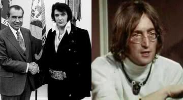 Richard Nixon e Elvis Presley, e John Lennon, respectivamente - Getty Images/Youtube/xezene1