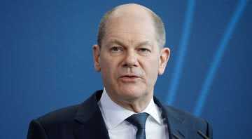 Olaf Scholz em uma entrevista de imprensa, nesta quarta-feira, 9 - Getty Images