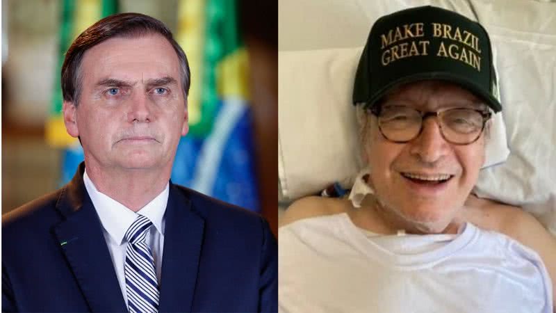 Bolsonaro em montagem com Olavo - Isac Nóbrega / PR / Divulgação / YouTube / TV Globo