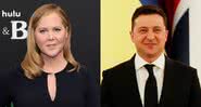 Amy Schumer (à esqu.) e Volodymyr Zelensky (à dir.) - Getty Images