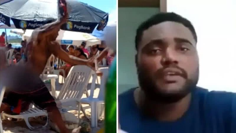 Homem que agrediu filhas em praia - Reprodução/Video