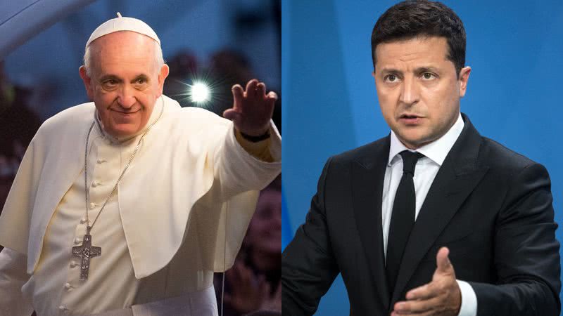 O papa Francisco e o presidente ucraniano, Volodymyr Zelensky - Getty Images