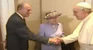 Encontro entre o Papa, Elizabeth II e príncipe Philip, em 2014 - Divulgação/Youtube/ TV Canção Nova